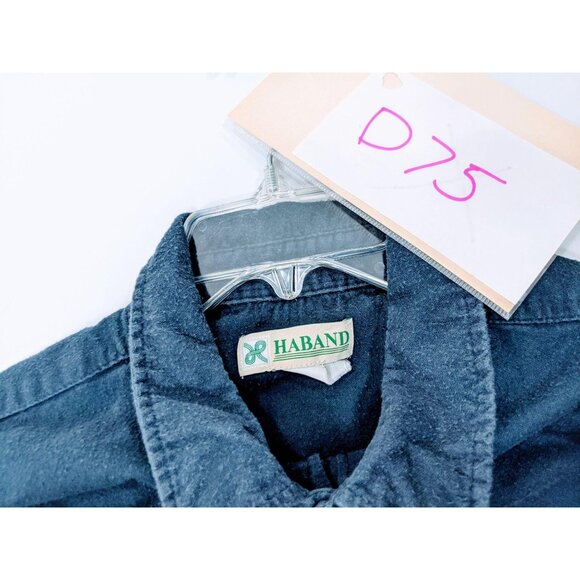 Haband Large Navy Blue Cotton Blend Button Down Shirt 28h - Picture 6 of 6